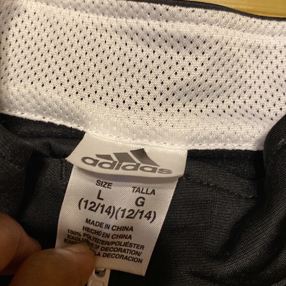 Adidas boys classic 3 striped black zip up Athletic Jacket size L/G - Picture 4 of 6
